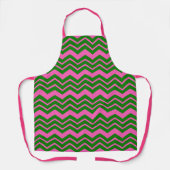 Tablier Dessin chevron zigzag vert rose (Recto)