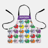 Tablier Dessin coloré Motif mouton personnalisé (Recto)