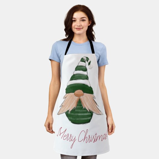 Tablier Dessin d'aquarelle gnome de Noël (Porté)