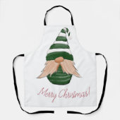 Tablier Dessin d'aquarelle gnome de Noël (Recto)