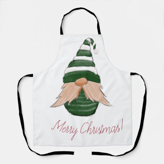 Tablier Dessin d'aquarelle gnome de Noël (Recto)