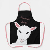 Tablier Dessin de caricature Visage d'animal rose noir Mot (Recto)