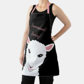 Tablier Dessin de caricature Visage d'animal rose noir Mot (Insitu)