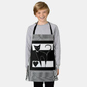 Tablier Dessin de chat animal élégant noir blanc moderne s (Porté)