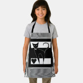 Tablier Dessin de chat animal élégant noir blanc moderne s (Insitu)