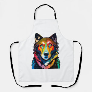 Tablier dessin de chien coloré -