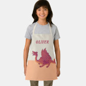 Tablier Dessin de dragon orange rouge Nom de l'enfant (Insitu)