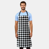 Tablier Dessin de drapeau à damier noir et blanc (Porté)