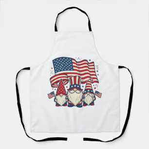 Tablier Dessin de gravure vintage de drapeau de gnome patr