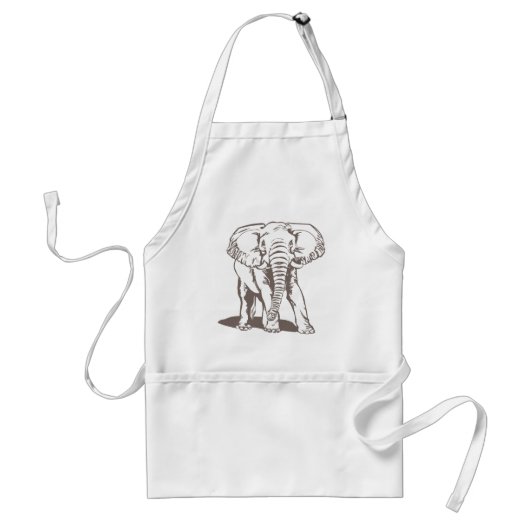 Tablier Dessin de ligne éléphante (Devant)