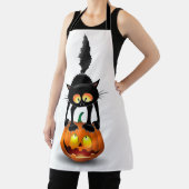Tablier Dessin d'Halloween au chat effrayé sur Citrouille (Insitu)