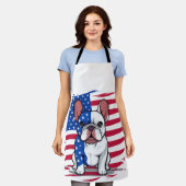 Tablier Dessin d'un bulldog français avec drapeau américai (Porté)