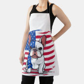 Tablier Dessin d'un bulldog français avec drapeau américai (Insitu)