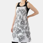 Tablier Dessin floral noir et blanc (Insitu)