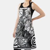 Tablier Dessin Floral Zen Noir Et Blanc (Insitu)