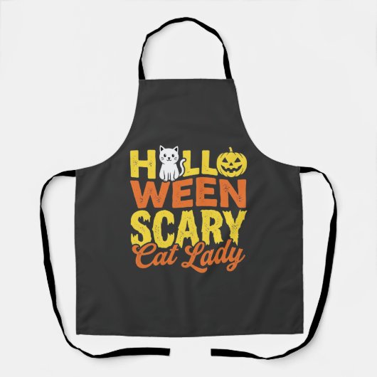 Tablier Dessin Halloween Dame Chat Effrayant_1 (Recto)
