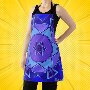 Tablier Dessin Mandala bleu et violet
