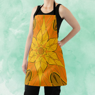 Tablier Dessin Mandala Fleur Jaune