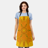 Tablier Dessin Mandala Fleur Jaune (Porté)