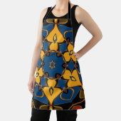 Tablier Dessin Mandala Fleur jaune bleu et orange (Insitu)