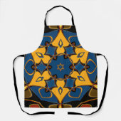 Tablier Dessin Mandala Fleur jaune bleu et orange (Recto)