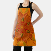 Tablier Dessin Mandala Fleur orange et rouge (Insitu)