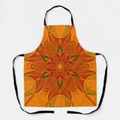 Tablier Dessin Mandala Fleur orange et rouge (Recto)