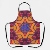 Tablier Dessin Mandala Fleur orange violet et bleu (Recto)