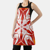 Tablier Dessin Mandala Fleur rouge orange et blanc (Insitu)