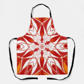 Tablier Dessin Mandala Fleur rouge orange et blanc (Recto)