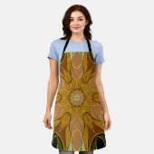 Tablier Dessin Mandala Flower orange et vert (Porté)