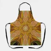 Tablier Dessin Mandala Flower orange et vert (Recto)