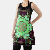 Tablier Dessin Mandala Flower vert violet et noir (Insitu)