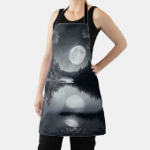 Tablier dessin noir et blanc, lac et étoiles (Insitu)