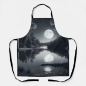 Tablier dessin noir et blanc, lac et étoiles (Recto)