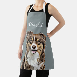 Tablier Dessin personnalisé Collie Chien personnalisé