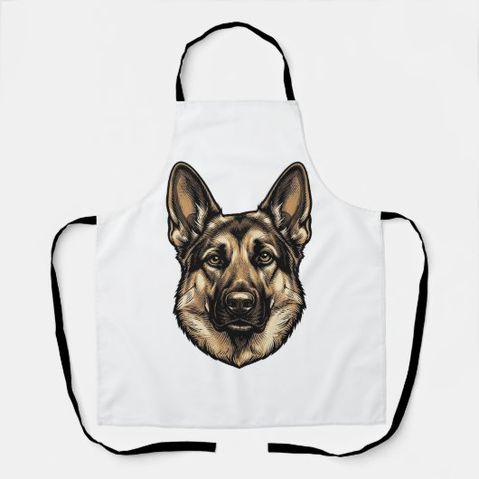 Tablier Dessin vectoriel de chien de berger à gravure vint (Recto)