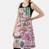 Tablier Dessins mignons sur motif extensible rose (Insitu)