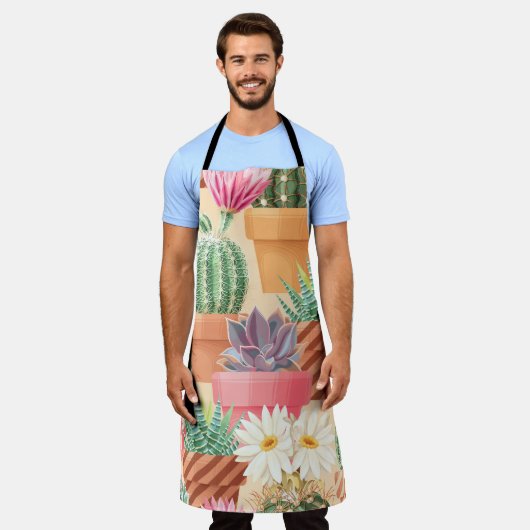 Tablier Détaillé succulent, cactus motif sans soudure. (Porté)