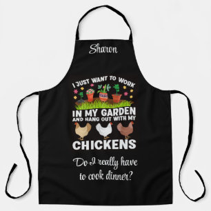 Tablier Détendez-vous avec mes poulets dans mon jardin