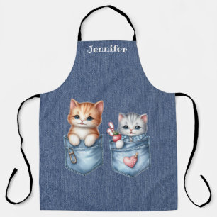 Tablier Deux Chatons Doux Chat Tout-En-Dessus Imprimer Tab