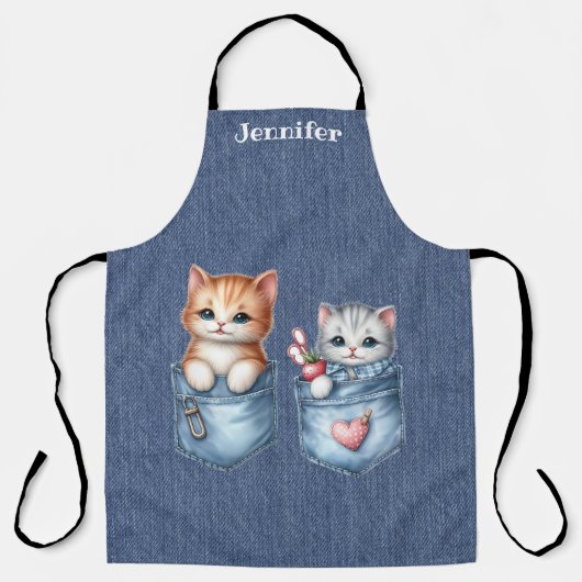 Tablier Deux Chatons Doux Chat Tout-En-Dessus Imprimer Tab (Recto)