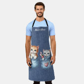 Tablier Deux Chatons Doux Chat Tout-En-Dessus Imprimer Tab (Porté)