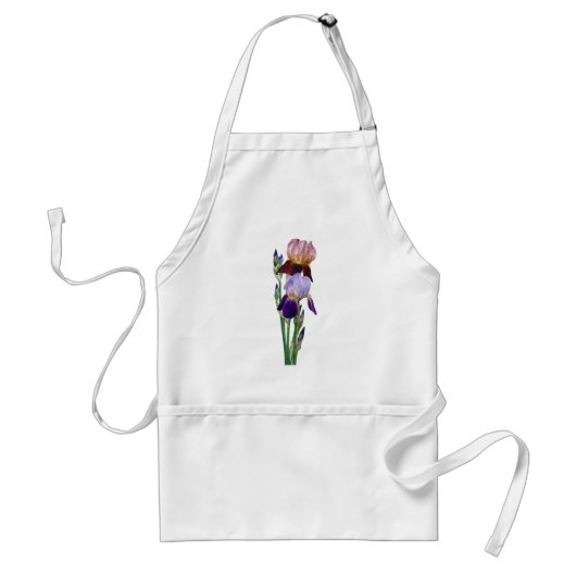 Tablier Deux iris barbus Un marron Un violet (Devant)