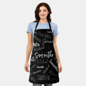 Tablier Deux noms couple motif monogramme noir gris blanc (Porté)