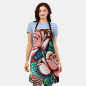 Tablier Deux Roses : Un Arrangement Floral À Motifs (Porté)