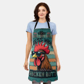 Tablier Devinez quoi cul de poulet drôle rétro coq (Porté)