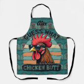Tablier Devinez quoi cul de poulet drôle rétro coq (Recto)
