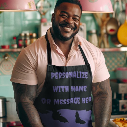 Tablier d'Halloween violet et noir customisé