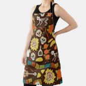 Tablier Dia De Los Muertos, motif de dessins animés. (Insitu)